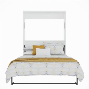 RoomAndLoft Queen Size White Murphy Wall Bed in Solid Wood, No Box Spring Needed, Easy Assembly