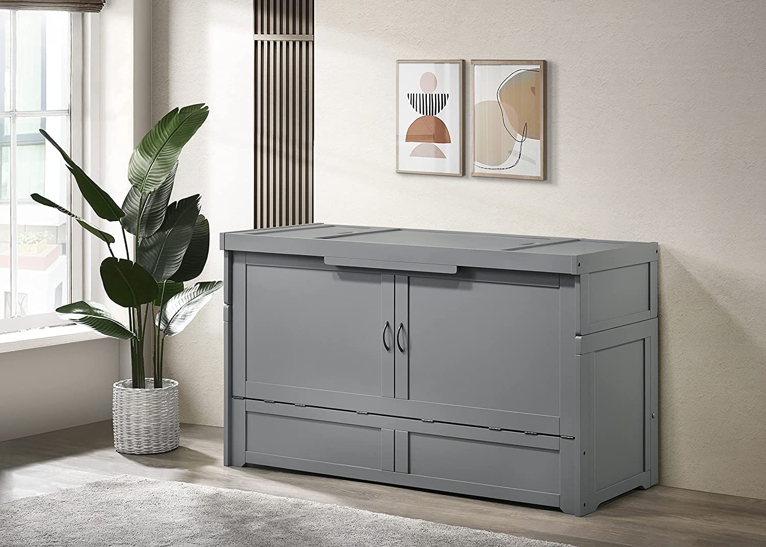 Night & Day Murphy Cube Cabinet Chest Bed (Queen, Gray)