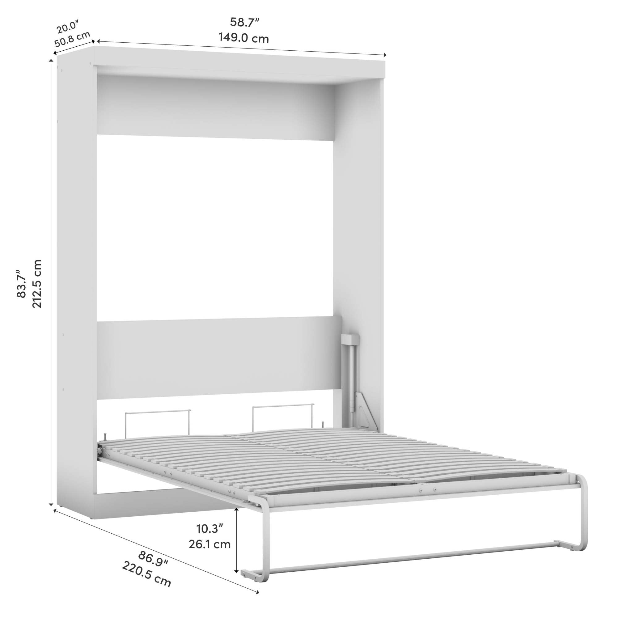 Bestar Nebula 59W Full Murphy Bed in Bark Gray, Sleeping Arrangement for Multipurpose Room