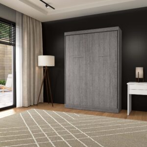 Bestar Nebula 59W Full Murphy Bed in Bark Gray, Sleeping Arrangement for Multipurpose Room