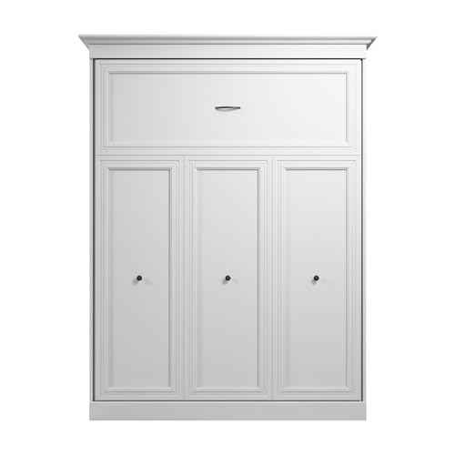 Bestar Versatile 65W Queen Murphy Bed in White, Sleeping Arrangement for Multipurpose Area, Bedroom, Guest Room, or Living Room