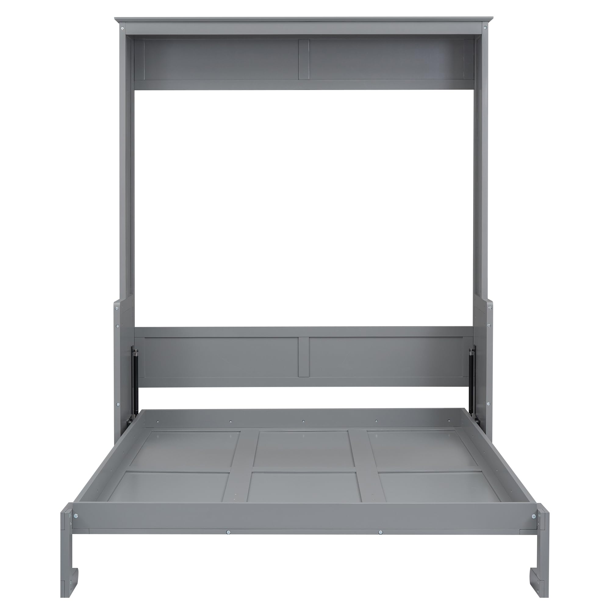 Queen Size Murphy Bed with a Shelf Queen Murphy Bed Cabinet Queen Murphy Bed Multi-Functional Platform Bed for Kids, Teens, Easy Assembly (Gray)