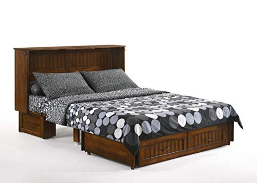 IQ FURNITURE Alpine Queen Murphy Cabinet Bed, Heritage Brown