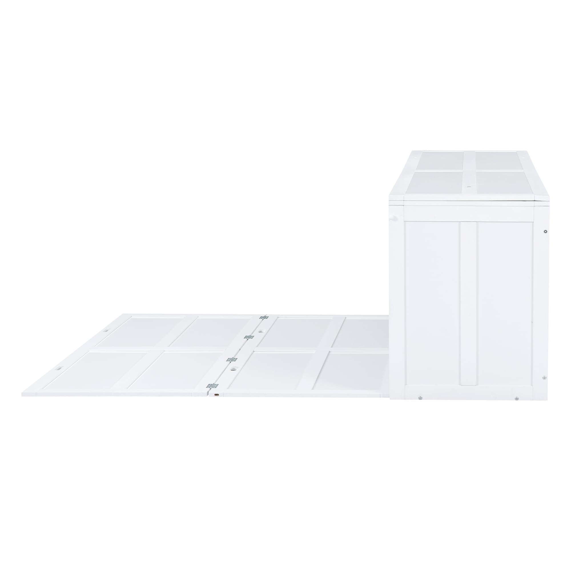 Mobile Cube Murphy Bed, Wood Queen Size Murphy Bed Chest with Rotable Desk, Space-Saving Folding Bed Floor Bed, Kids Adults Bedroom Furniture Queen Bed Multipurpose Cabinet Bed Murphy Bed (White Bed)