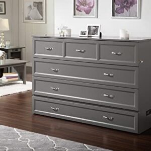 AFI Deerfield Murphy Bed Chest with Charging Station, Queen, Grey