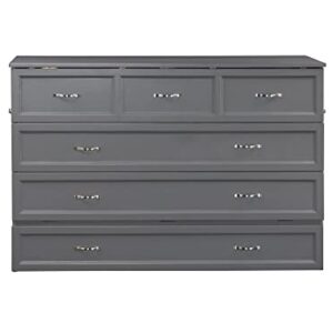 AFI Deerfield Murphy Bed Chest with Charging Station, Queen, Grey