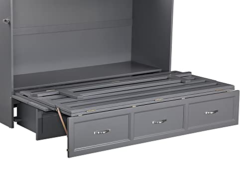 AFI Deerfield Murphy Bed Chest with Charging Station, Queen, Grey