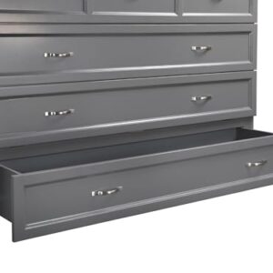 AFI Deerfield Murphy Bed Chest with Charging Station, Queen, Grey