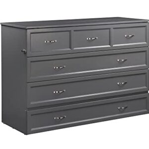 AFI Deerfield Murphy Bed Chest with Charging Station, Queen, Grey