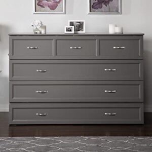 AFI Deerfield Murphy Bed Chest with Charging Station, Queen, Grey