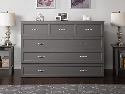 AFI Deerfield Murphy Bed Chest with Charging Station, Queen, Grey