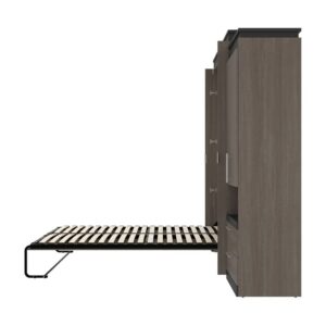 Atlin Designs 124" Modern Wood Queen Murphy Bed and Storage with Drawers in Gray