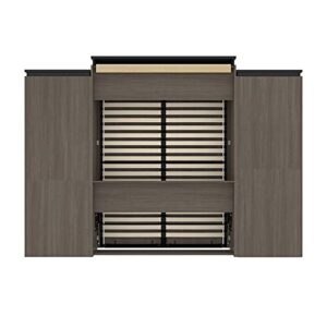 Atlin Designs 124" Modern Wood Queen Murphy Bed and Storage with Drawers in Gray