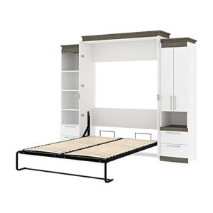 Atlin Designs 104" Queen Murphy Bed and Narrow Storage with Drawers in White