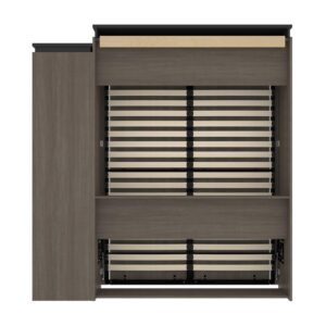 Atlin Designs 85" Modern Wood Queen Murphy Bed and Shelving w/Drawers in Gray