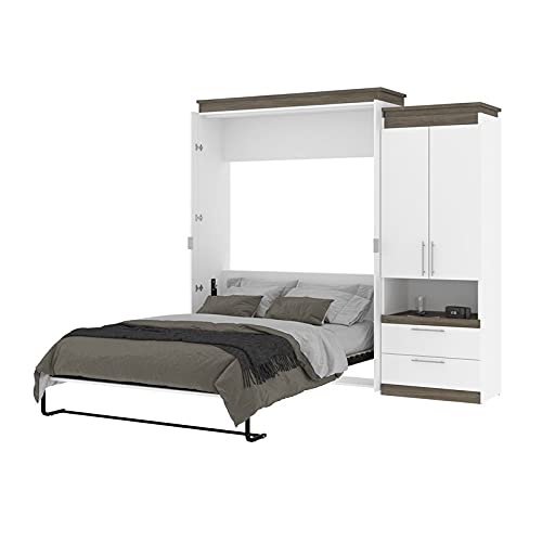 Atlin Designs 95" Queen Murphy Bed with Storage Cabinet in White