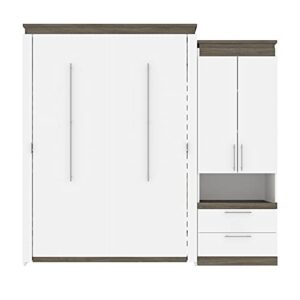 Atlin Designs 95" Queen Murphy Bed with Storage Cabinet in White