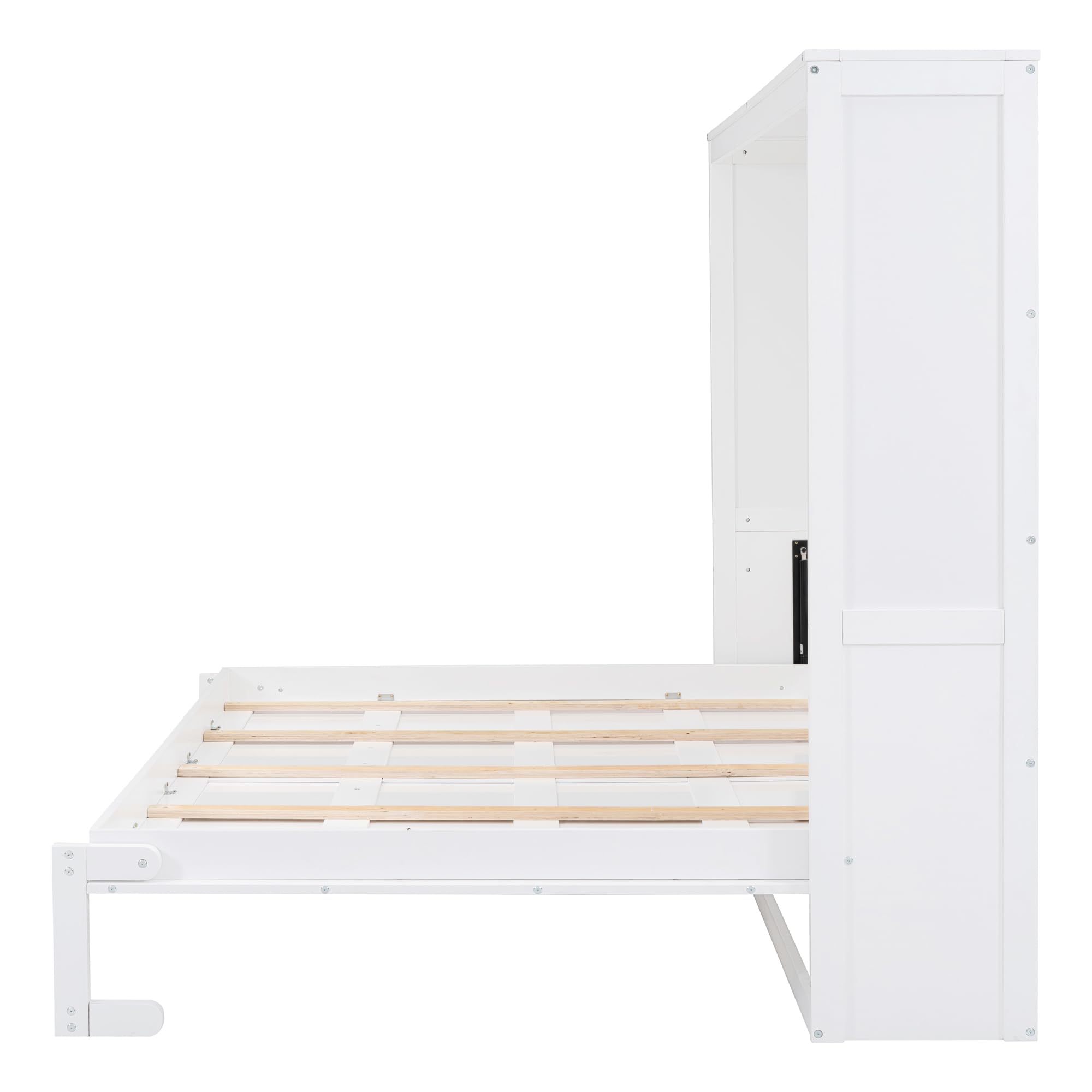 YSWH Queen Size Murphy Bed Chest Wall Bed, Wood Murphy Bed Wall Bed Frame, Mobile Versatile Cabinet Bed Folding Bed for Bedroom Furniture, Foldable Platform Bed Folded into Cabinet (White)