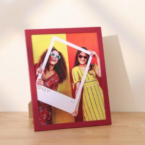 Vittanly 11x14 Picture Frame, Engineered Wood with Shatter Resistant Plexiglass, Display Pictures 8x10 with Mat or 11x14 without Mat, Poster Frame for Wall or Table Top Display, Red, 1 Pack