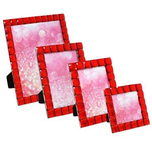 Isaac Jacobs Decorative Sparkling Red Jewel Picture Frame, Photo Display & Home Décor (4x6, Red)