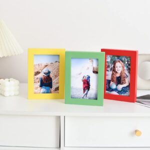 wyooxoo 4x6 Picture Frames Set of 4, Red Solid Wood Photo Frames Colorful Frame with HD Plexiglass For Tabletop Display or Wall (4" x 6" (4 Pack), Red)