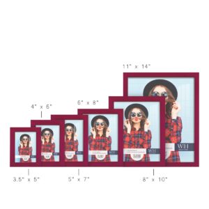 Renditions Gallery 11x14 inch Picture Frame Cherry Red Wood Grain Frame, High-end Modern Style, Made of Solid Wood and High Definition Glass for Wall and Tabletop Photo Display