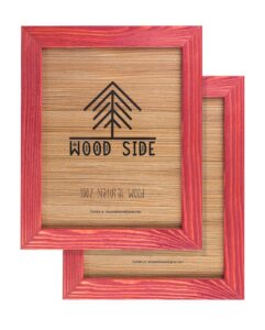 rustic wooden picture frames 8x10 - red - set of 2-100% natural eco solid wood and high definition real glass for wall hanging photo frame