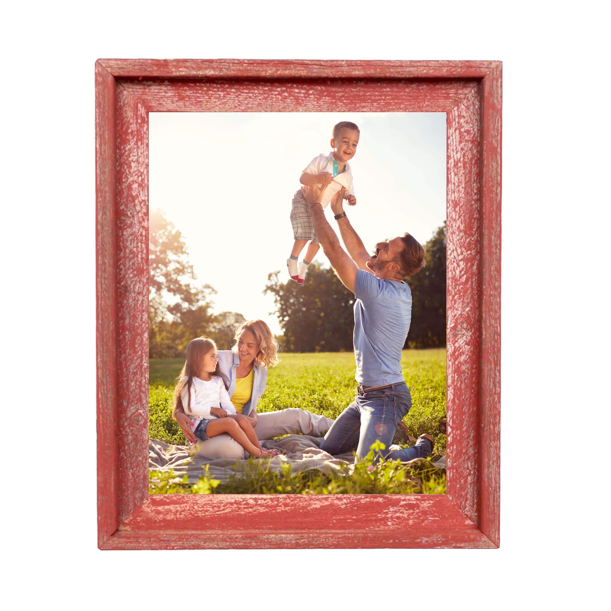 BARNWOODUSA | Farmhouse Style Rustic 8x10 Picture Frame | Signature Molding | 100% Reclaimed Wood | Rustic | Red