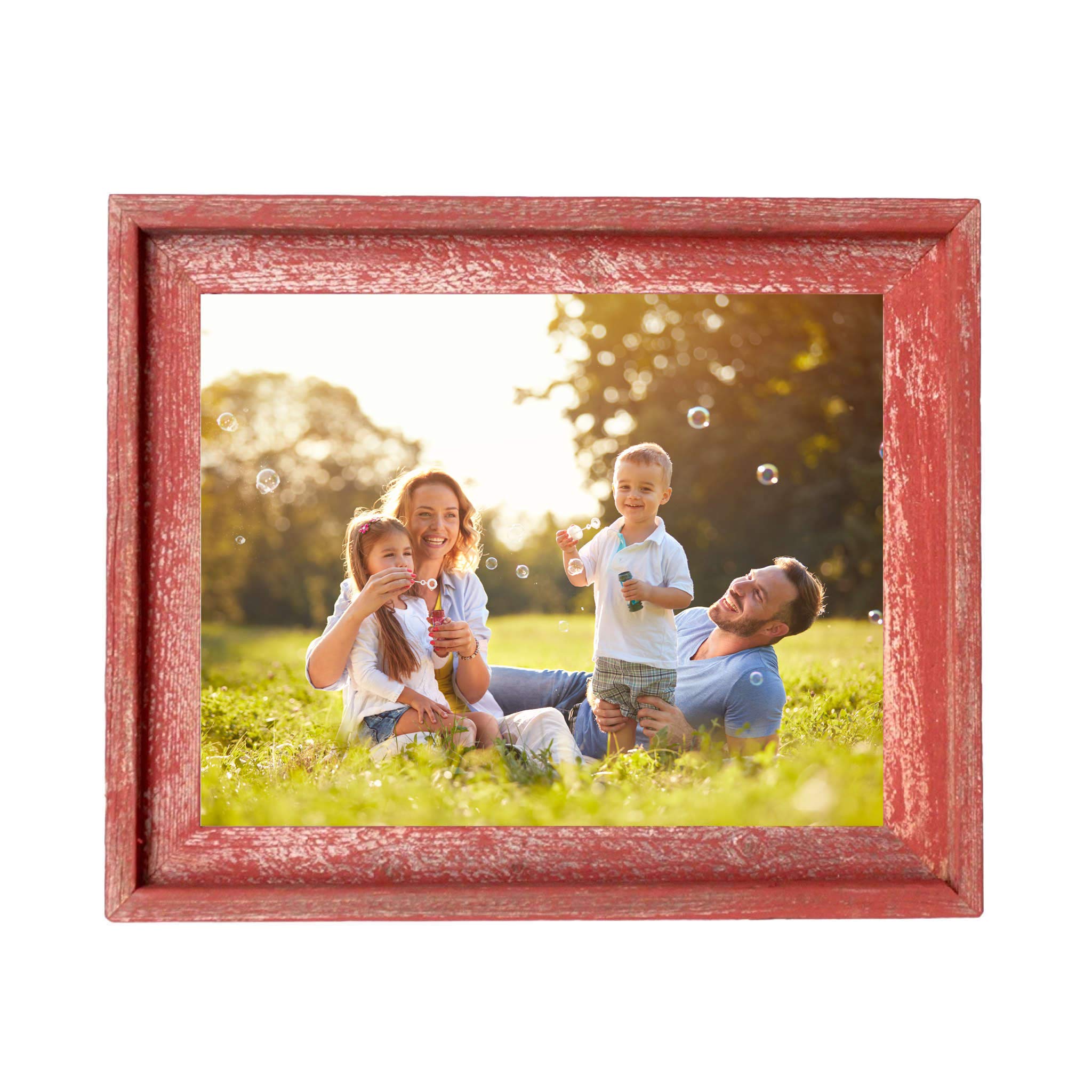 BARNWOODUSA | Farmhouse Style Rustic 8x10 Picture Frame | Signature Molding | 100% Reclaimed Wood | Rustic | Red