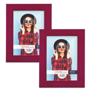 renditions gallery 3.5x5 inch picture frame cherry red wood grain frame, set of 2 high-end modern style, made of solid wood and high definition glass for wall and tabletop photo display