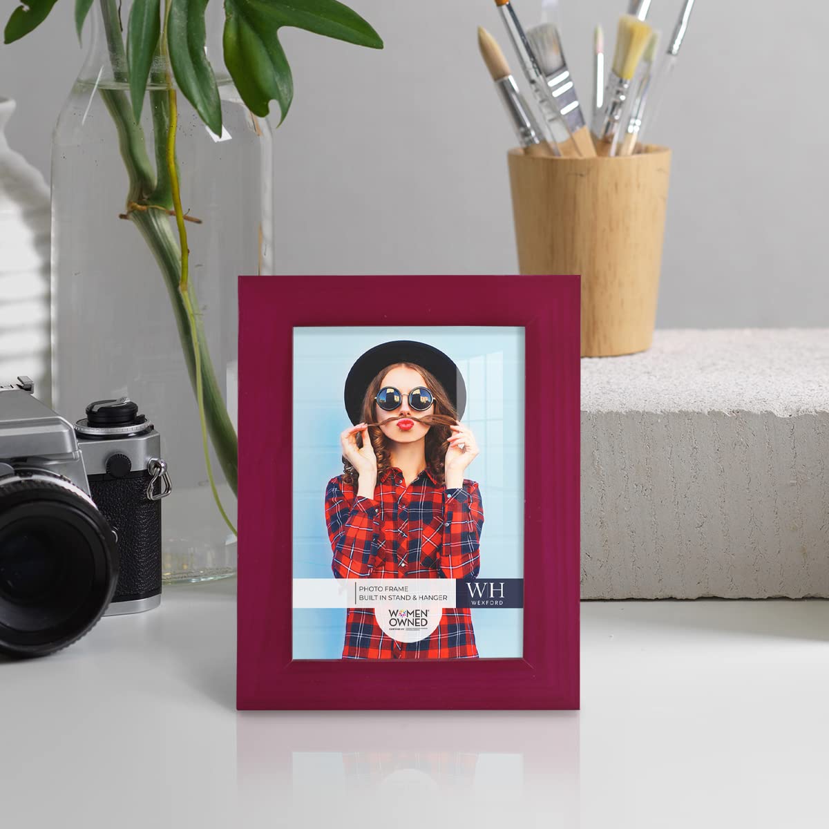 Renditions Gallery 3.5x5 inch Picture Frame Cherry Red Wood Grain Frame, Set of 2 High-end Modern Style, Made of Solid Wood and High Definition Glass for Wall and Tabletop Photo Display