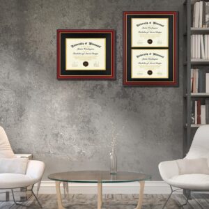 Minesaxel 15x18 Diploma Frames with 11x14 Black Mat Display Documents 11 x 14 or 15 x 18 without Mat, 14x11 Cherry Red Frame for Wall Mounting