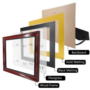 GMFrames 8.5x11 Diploma Degree Frame with Mat or Display 11x14 Certificates without Mat,Solid Wood,Cherry Finish with Intricate Black Rope Detail,UV Protection Acrylic