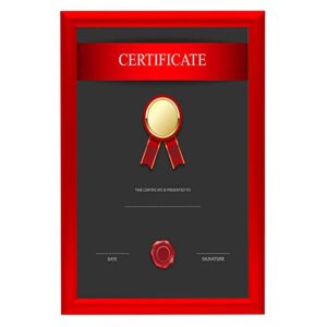 SnapeZo Notice Frame 11x17 Inches, Red 1 Inch Aluminum Profile, Front-Loading Snap Frame, Wall Mounting, Sleek Series