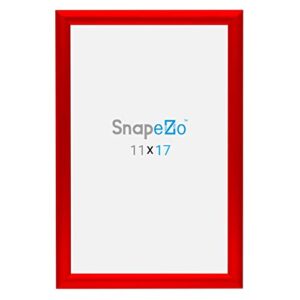 SnapeZo Notice Frame 11x17 Inches, Red 1 Inch Aluminum Profile, Front-Loading Snap Frame, Wall Mounting, Sleek Series