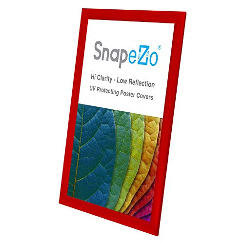 SnapeZo Notice Frame 11x17 Inches, Red 1 Inch Aluminum Profile, Front-Loading Snap Frame, Wall Mounting, Sleek Series