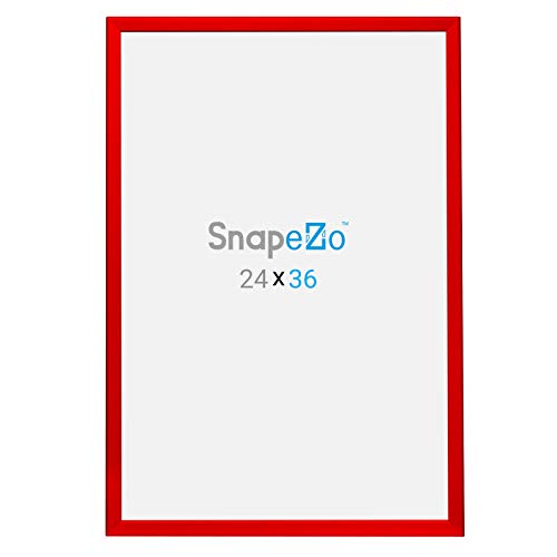 SnapeZo Movie Poster Frame 24x36, Red, 1.25 Inch Aluminum Profile, Front-Loading Snap Frame, Wall Mounting, Professional Series