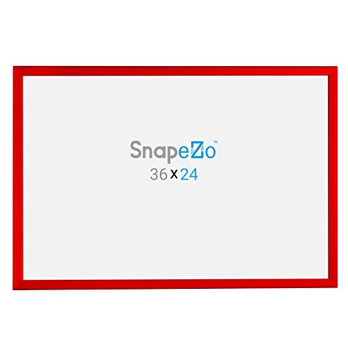 SnapeZo Movie Poster Frame 24x36, Red, 1.25 Inch Aluminum Profile, Front-Loading Snap Frame, Wall Mounting, Professional Series