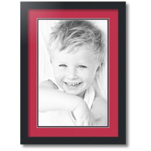 arttoframes collage photo frame double mat with 1 - 11x17 openings and satin black frame