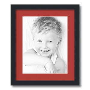 arttoframes 11x14 inch satin black picture frame with 2 inch single deep red mat, singlemat-frbw26079-11x14-1459