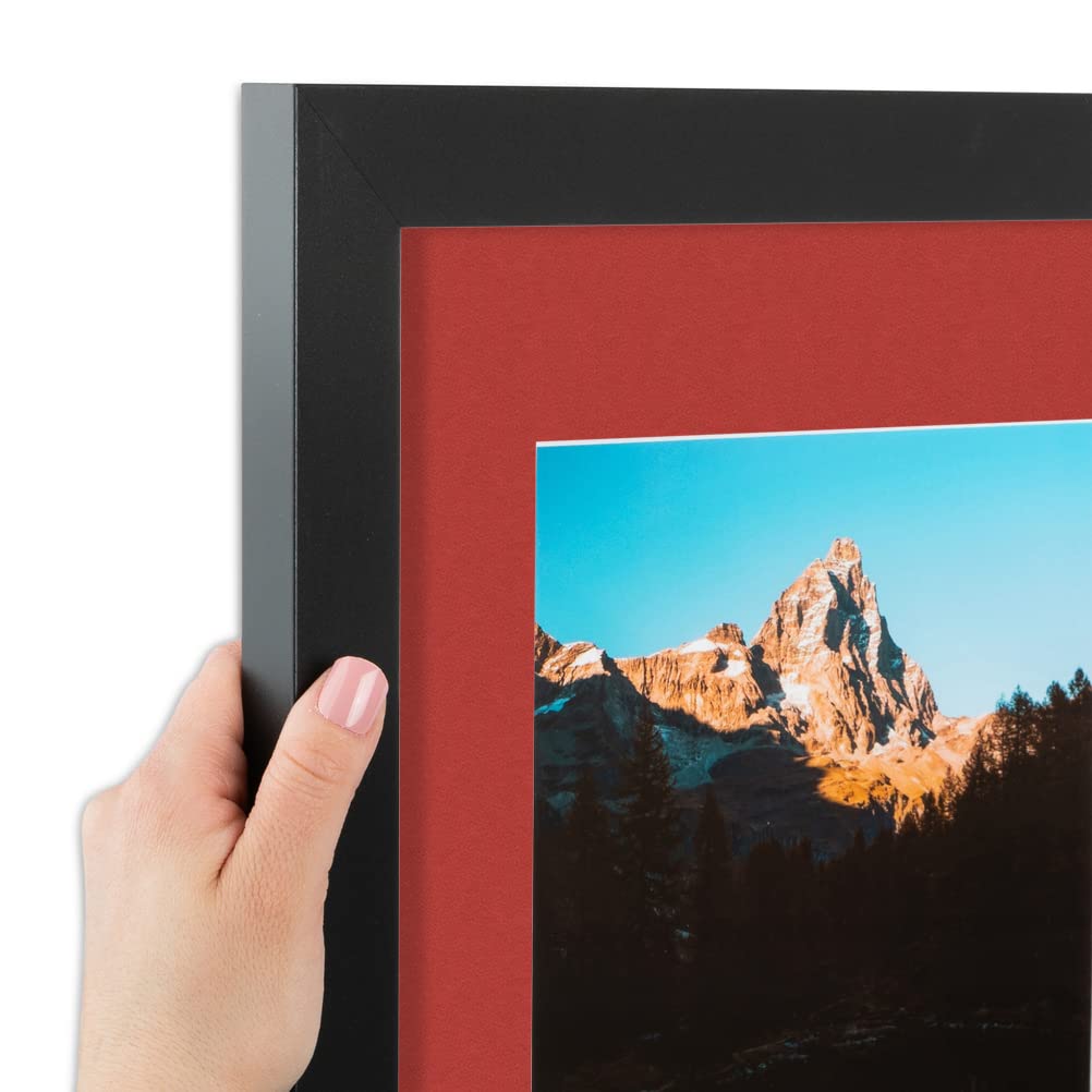 ArtToFrames 11x14 inch Satin Black Picture Frame with 2 Inch Single Deep Red Mat, SingleMat-FRBW26079-11x14-1459