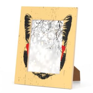 VEASPAEX 5x7 Cat Wearing Red Frame Colorful Wooden Photo Frames for Wall or Tabletop Display - Home Decorative Picture Frame, Fits Display Pictures 4.6x6.6 with Mat or 5x7 Without Mat