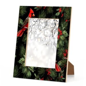 Mardesigns Merry Christmas 11x14 Picture Frame, Red Bird Winter Display Pictures11x14 or 8x10 Photo, Wall Gallery Photo Frames and Tabletop Display Frame