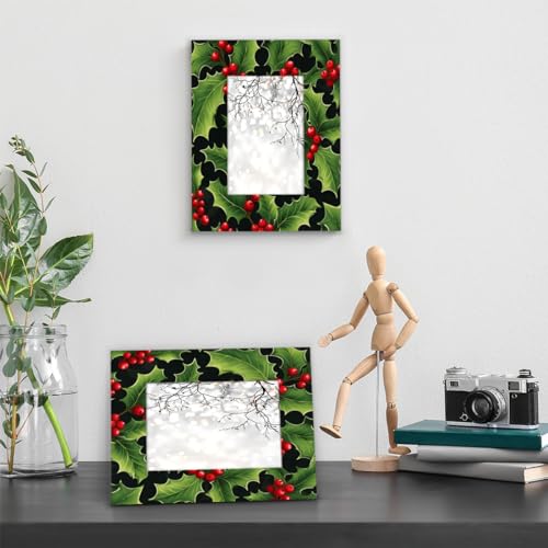 Mardesigns Christmas Leaves 8x10 Picture Frame, Red Fruits Wall Gallery Photo Frames Fits 8 x10 or 6x8 Picture for Table Top Display and Wall Photo Frame