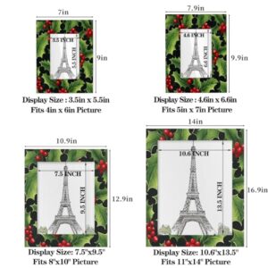 Mardesigns Christmas Leaves 8x10 Picture Frame, Red Fruits Wall Gallery Photo Frames Fits 8 x10 or 6x8 Picture for Table Top Display and Wall Photo Frame