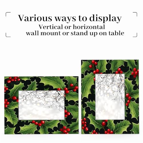 Mardesigns Christmas Leaves 8x10 Picture Frame, Red Fruits Wall Gallery Photo Frames Fits 8 x10 or 6x8 Picture for Table Top Display and Wall Photo Frame