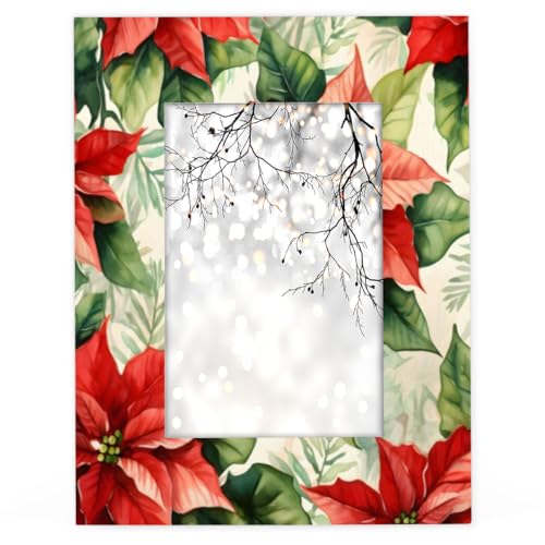 Mardesigns Christmas 11x14 Picture Frame, Red Poinsettia Display Pictures11x14 or 8x10 Photo, Wall Gallery Photo Frames and Tabletop Display Frame