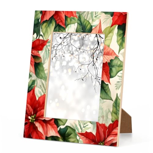 Mardesigns Christmas 11x14 Picture Frame, Red Poinsettia Display Pictures11x14 or 8x10 Photo, Wall Gallery Photo Frames and Tabletop Display Frame