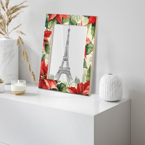 Mardesigns Christmas 11x14 Picture Frame, Red Poinsettia Display Pictures11x14 or 8x10 Photo, Wall Gallery Photo Frames and Tabletop Display Frame