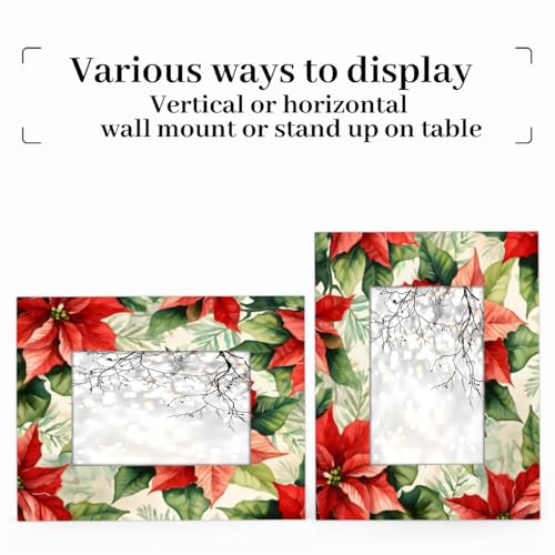 Mardesigns Christmas 11x14 Picture Frame, Red Poinsettia Display Pictures11x14 or 8x10 Photo, Wall Gallery Photo Frames and Tabletop Display Frame